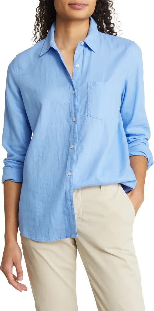 Casual Linen Blend Button-Up Shirt | Nordstrom