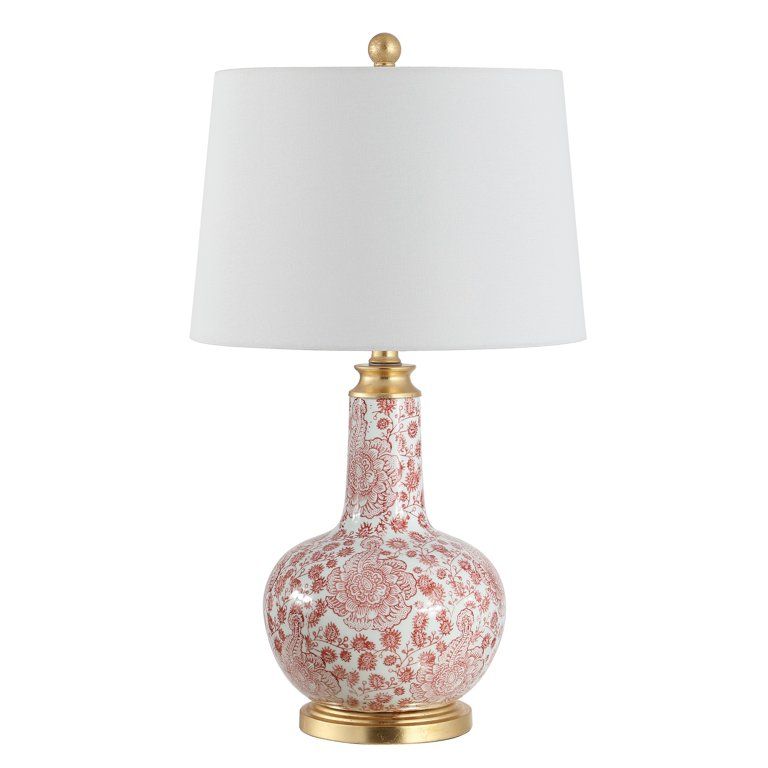 Safavieh Leia 25.5 in. Floral Ceramic Table Lamp, Red | Walmart (US)