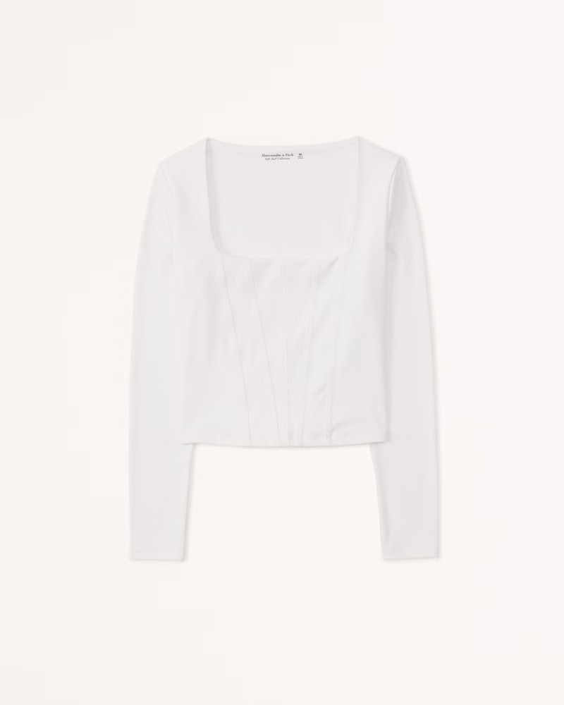 Women's Long-Sleeve Seamless Fabric Corset Top | Women's New Arrivals | Abercrombie.com | Abercrombie & Fitch (US)