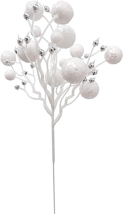 NANAKKI White Holly Berry Picks for Christmas Tree - Fall Stems Christmas Picks and Sprays Artifi... | Amazon (US)