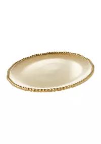 Home Essentials Gold Beaded Rim Oval Platter | Belk