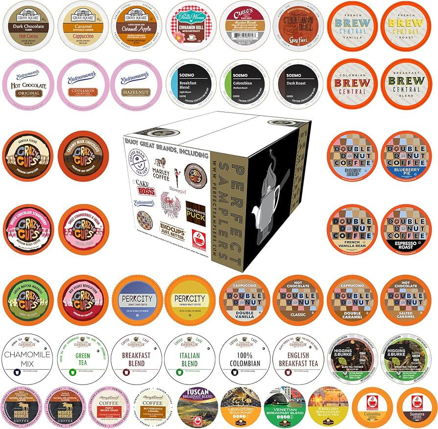 Perfect Samplers Coffee, Tea, Cider, Cappuccino & Hot Chocolate Single Serve Cups for Keurig K Cu... | Amazon (US)