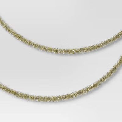 10' Christmas Tinsel Garland Mega Wide Cut Gold and Narrow Cut Silver - Wondershop™ | Target