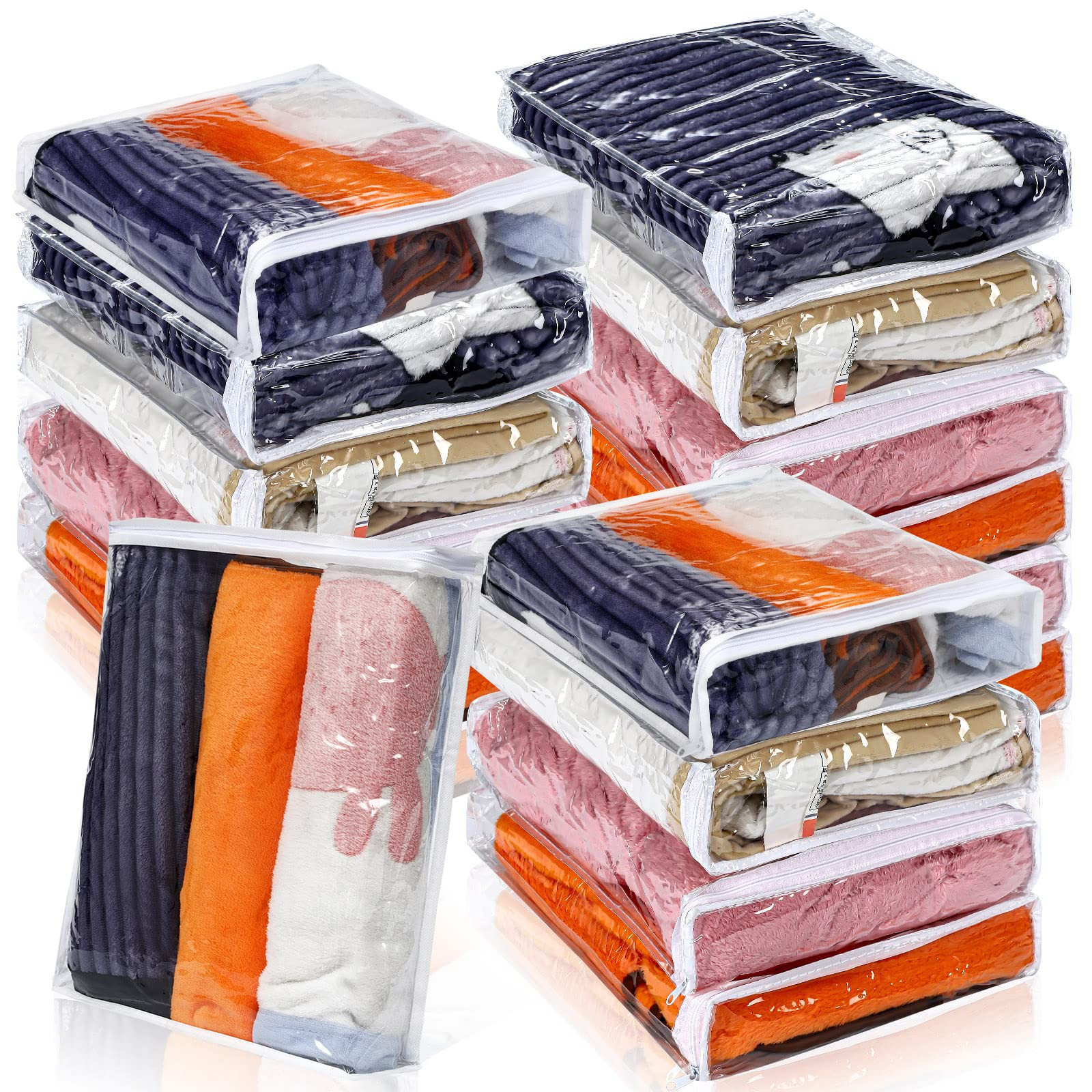 Kingdder 16 Pcs Clear Zippered Storage Bags Plastic Sweater Bags with Zipper 16 x 14 x 2.5 Inch V... | Amazon (US)