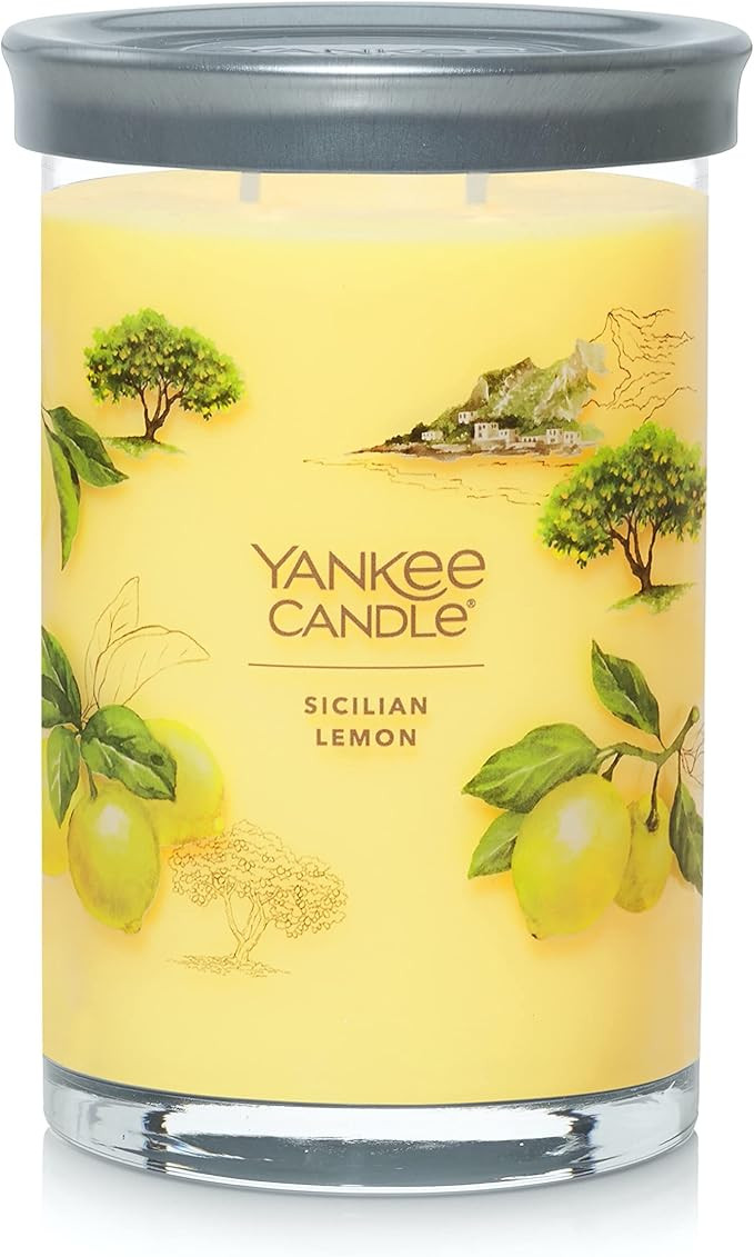 Yankee Candle Sicilian Lemon Scented, Signature 20oz Large Tumbler 2-Wick Candle, Over 60 Hours o... | Amazon (US)