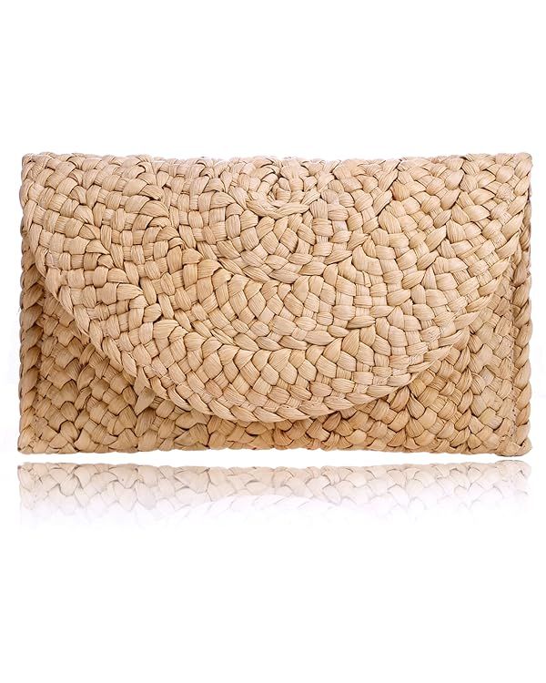COOKOOKY Straw Clutch Handbag Summer Beach Straw Purse for Women woven Envelope Bag… | Amazon (US)
