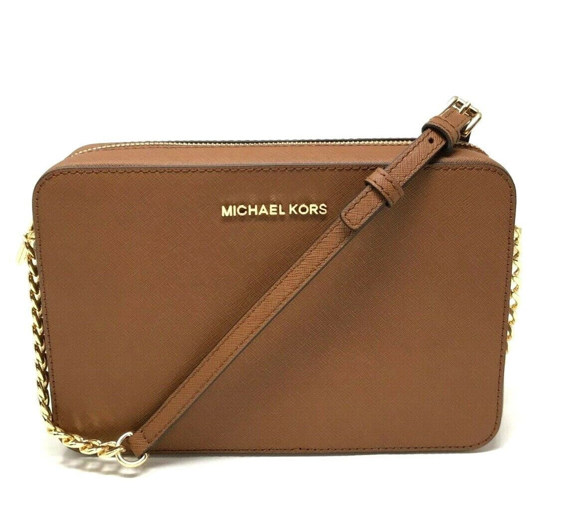 Michael Kors Women's Zipper Closure Saffiano Leather Crossbody Bag, Brown | Walmart (US)
