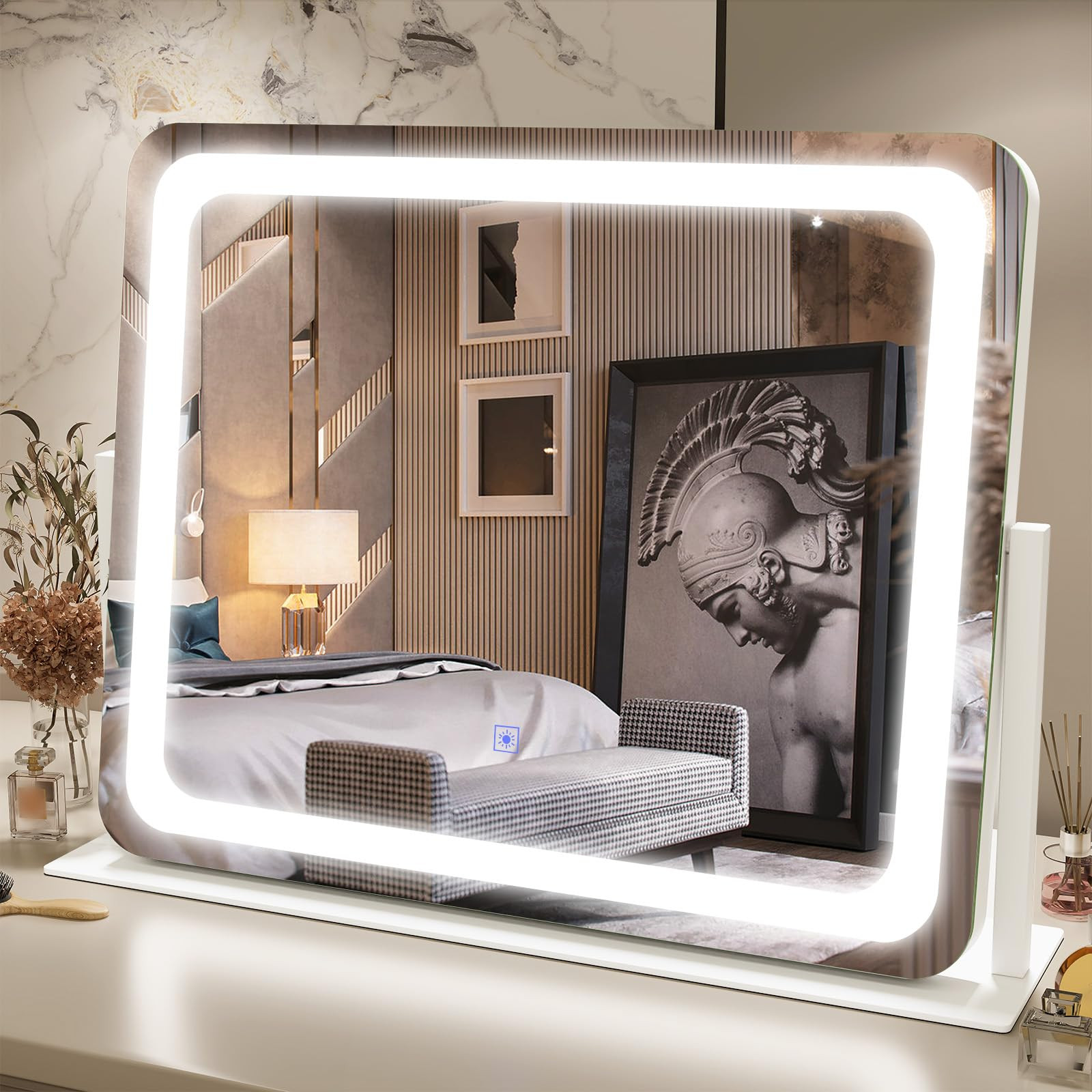 FENNIO Vanity Mirror with Lights 22''x17'' Makeup Mirror with Lights,Vanity Mirror Touch Screen w... | Amazon (US)