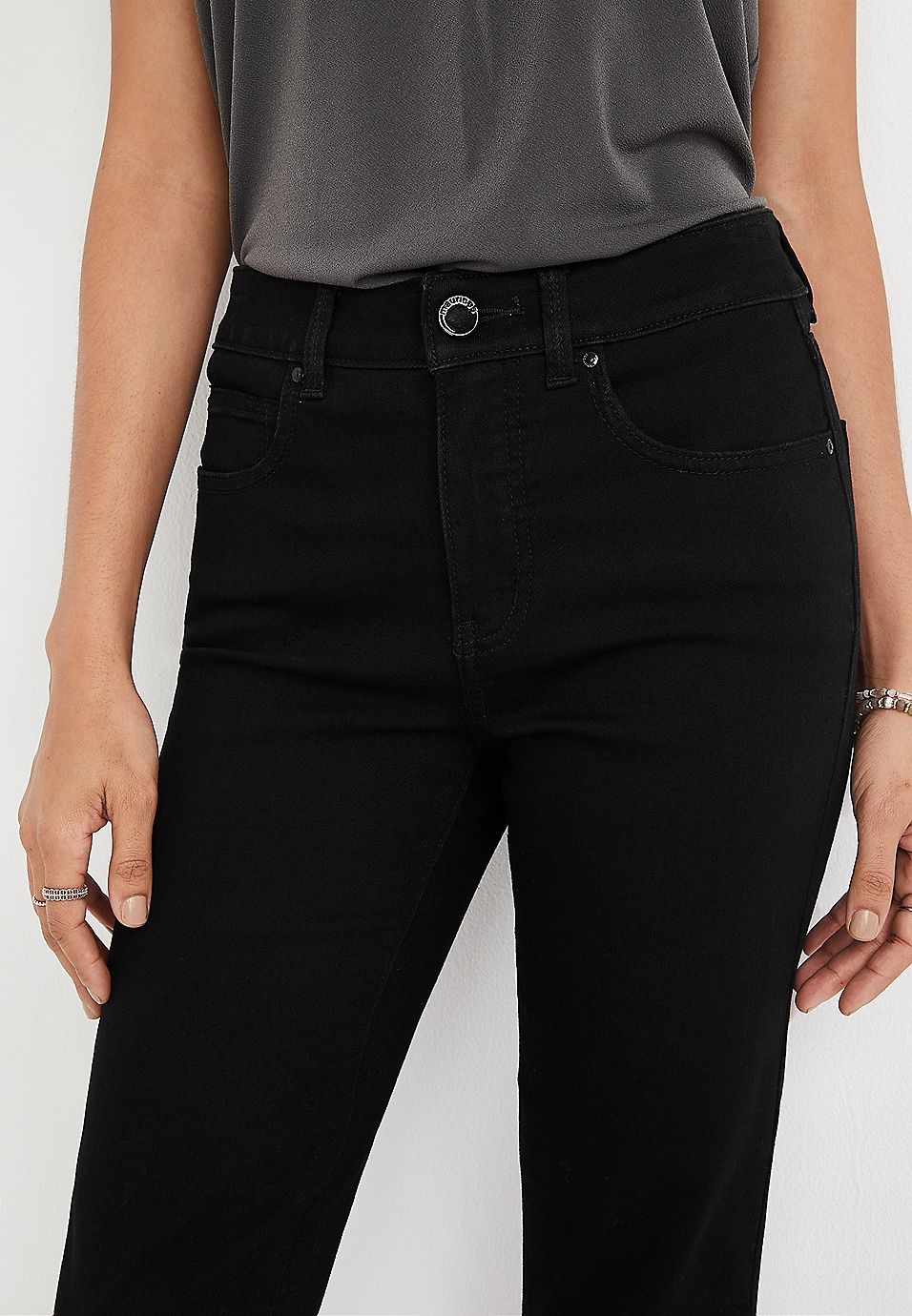 m jeans by maurices™ Everflex™ Straight High Rise Black Jean | Maurices