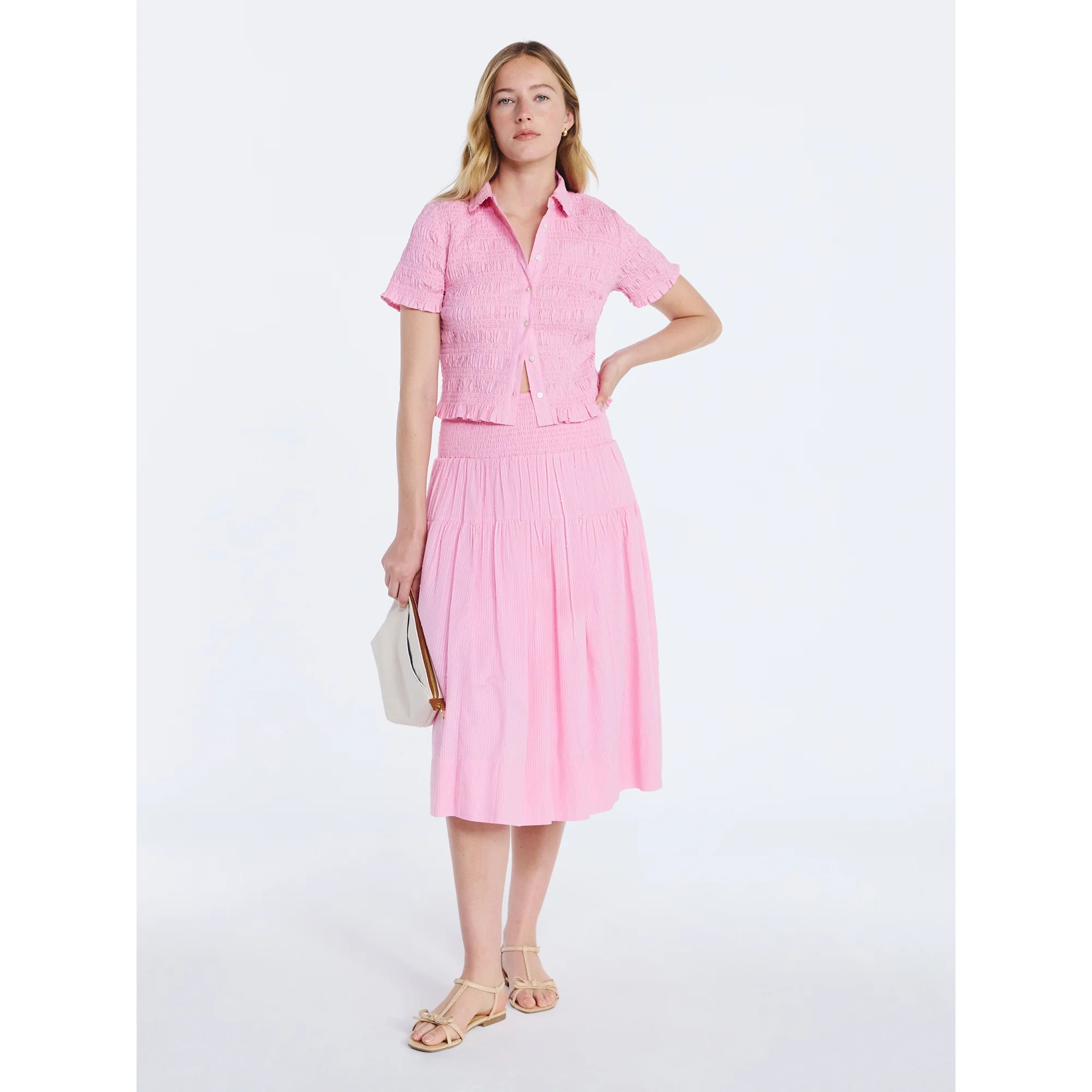 Free Assembly Women's Smocked Waist Cotton Midi Skirt, Sizes XS-XXL | Walmart (US)