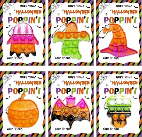 Halloween Party Favors - 24 Pack Halloween Pop Fidget Toys Card Bulk - Funny Pop Its Goodie Bag S... | Amazon (US)