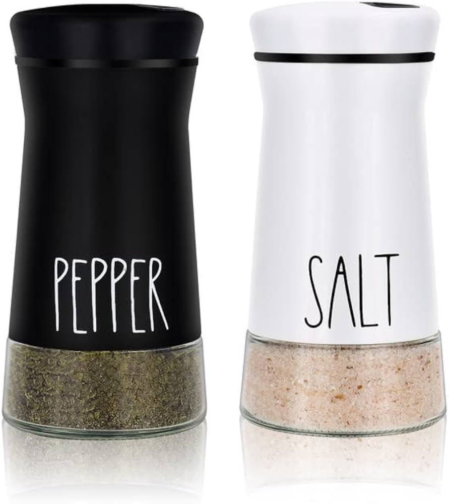 Farmhouse Salt and Pepper Shakers with Adjustable Pour Holes, Refillable Salt Shaker by Aelga, Pe... | Amazon (US)