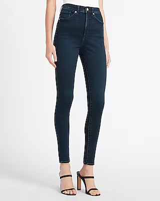 Super High Waisted Dark Wash Supersoft Skinny Jeans | Express