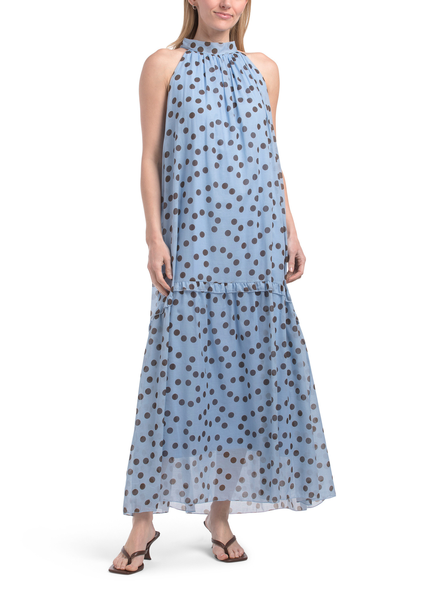 Made In Italy Halter Neck Sleeveless Tiered Maxi Dress | TJ Maxx