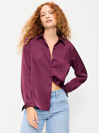 Satin Button-Down Shirt | Old Navy (US)