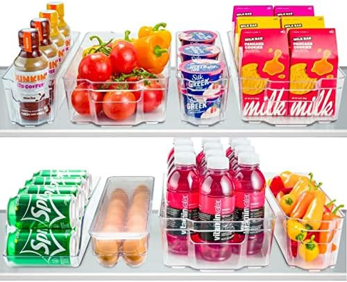 Set Of 8 Refrigerator Pantry Organizer Bins - Clear Food Storage Baskets for Kitchen, Countertops, C | Amazon (US)