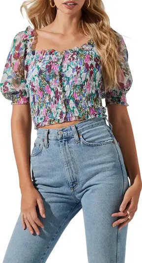 ASTR the Label Smocked Puff Sleeve Blouse | Nordstrom | Nordstrom