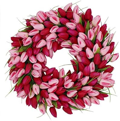 The Wreath Depot Pink Medley Tulip Wreath, 19 inch | Amazon (US)