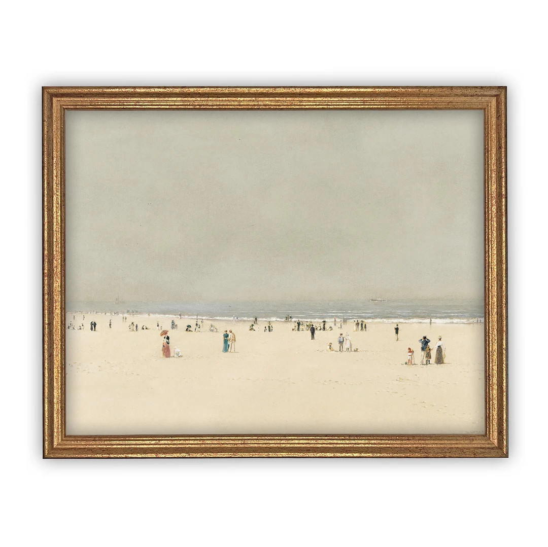 Vintage Framed Canvas Art // Framed Vintage Print // Vintage Framed Oil Painting // Coastal Beach... | Etsy (US)