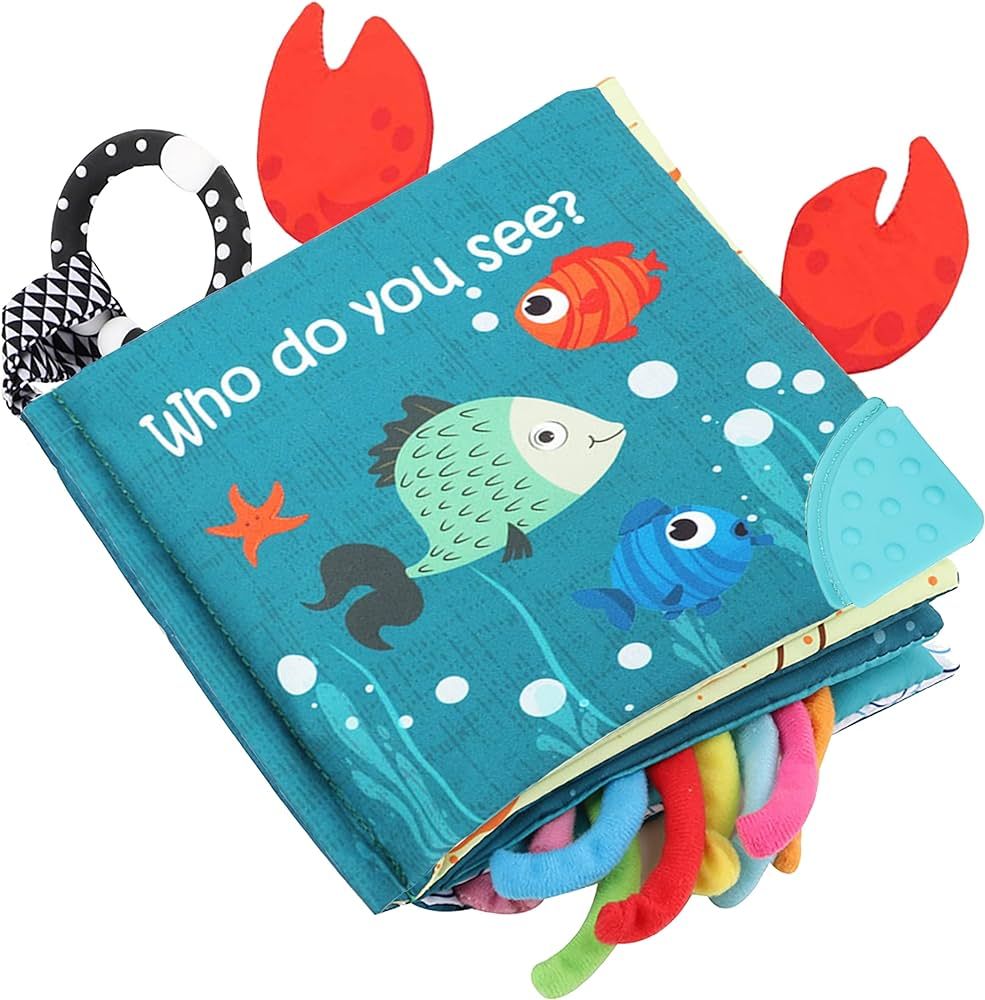 Fish Baby Books Toys, Touch and Feel Crinkle Soft Cloth Books for Babies,Toddlers,Infants,Kids Ac... | Amazon (US)