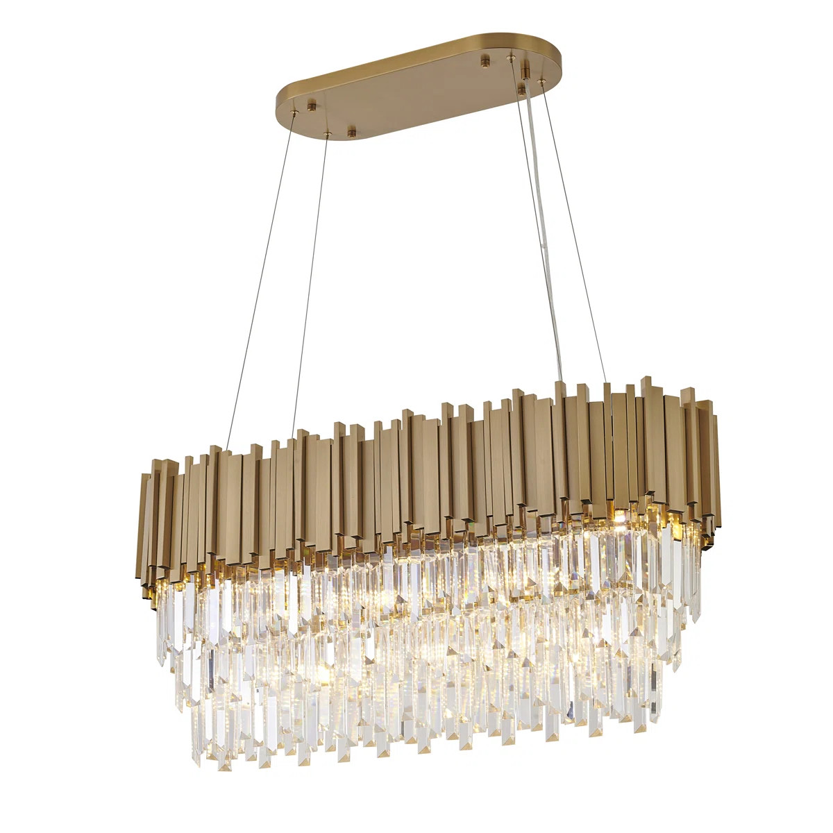 7 - Light Gold Stainless Steel Chandelier with Crystal Accents | Wayfair North America