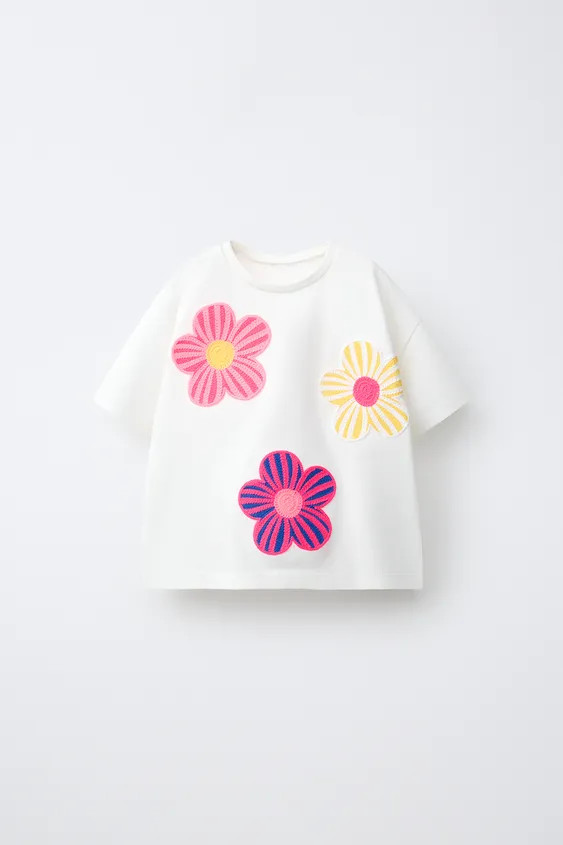 FLORAL APPLIQU\u00c9 T-SHIRT | Zara US