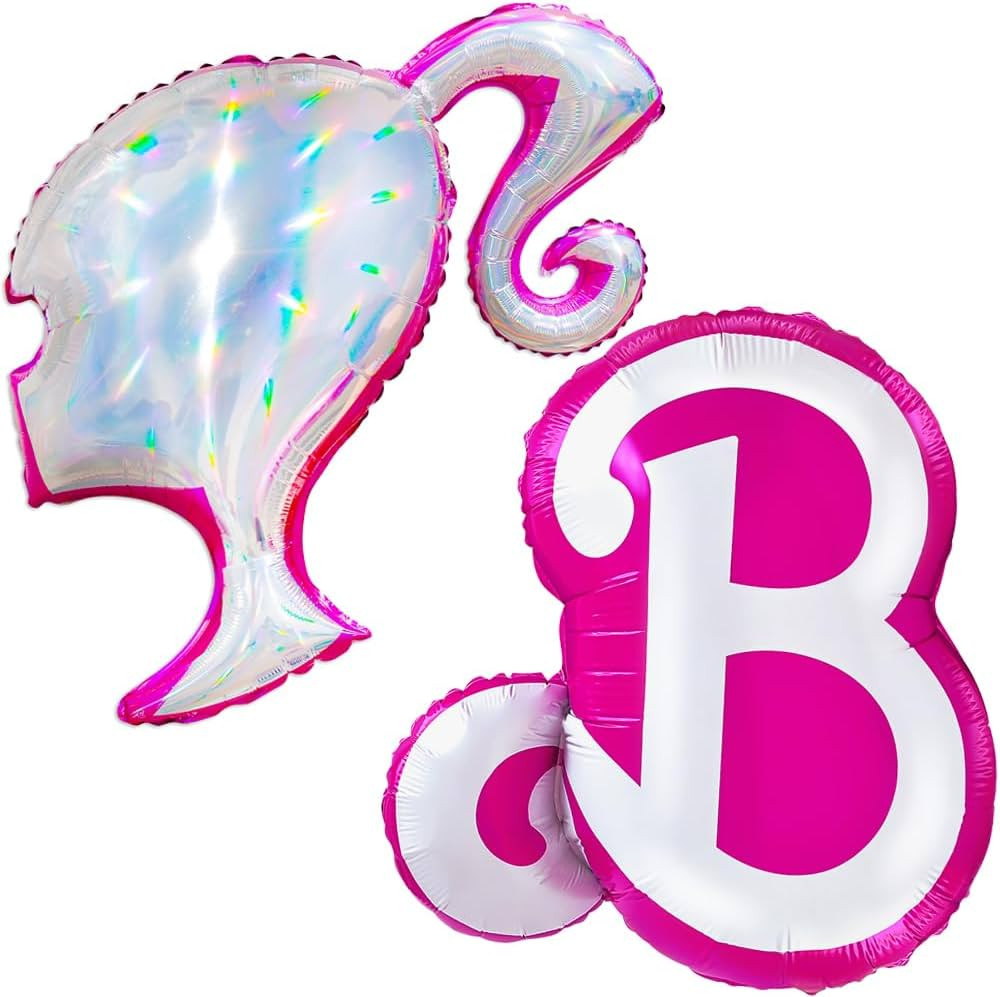 2Pcs Pink Girls Head Balloons 2Pcs Pink Ba.bi Foil Balloons for Girls Pink Princess Doll Theme Pa... | Amazon (US)