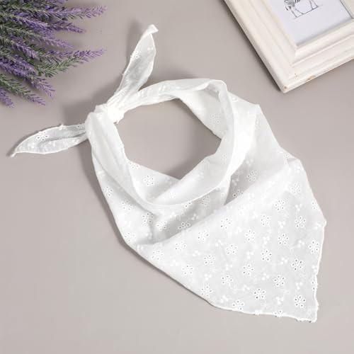 White Bandana Headband Trendy White Head Scarf,Kerchief Headbands for Women Cute Adjustable Floral Triangle Head Kerchief for Women Hair Breathable | Amazon (US)