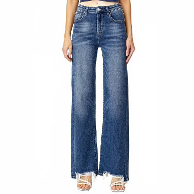 Women's Frayed Hem Wide Leg Jeans - RISEN 13 | Target