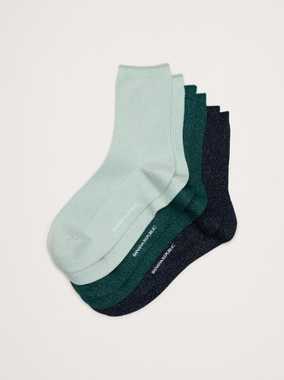 Silk-Cotton Blend Crew Sock 3-Pack | Banana Republic (US)