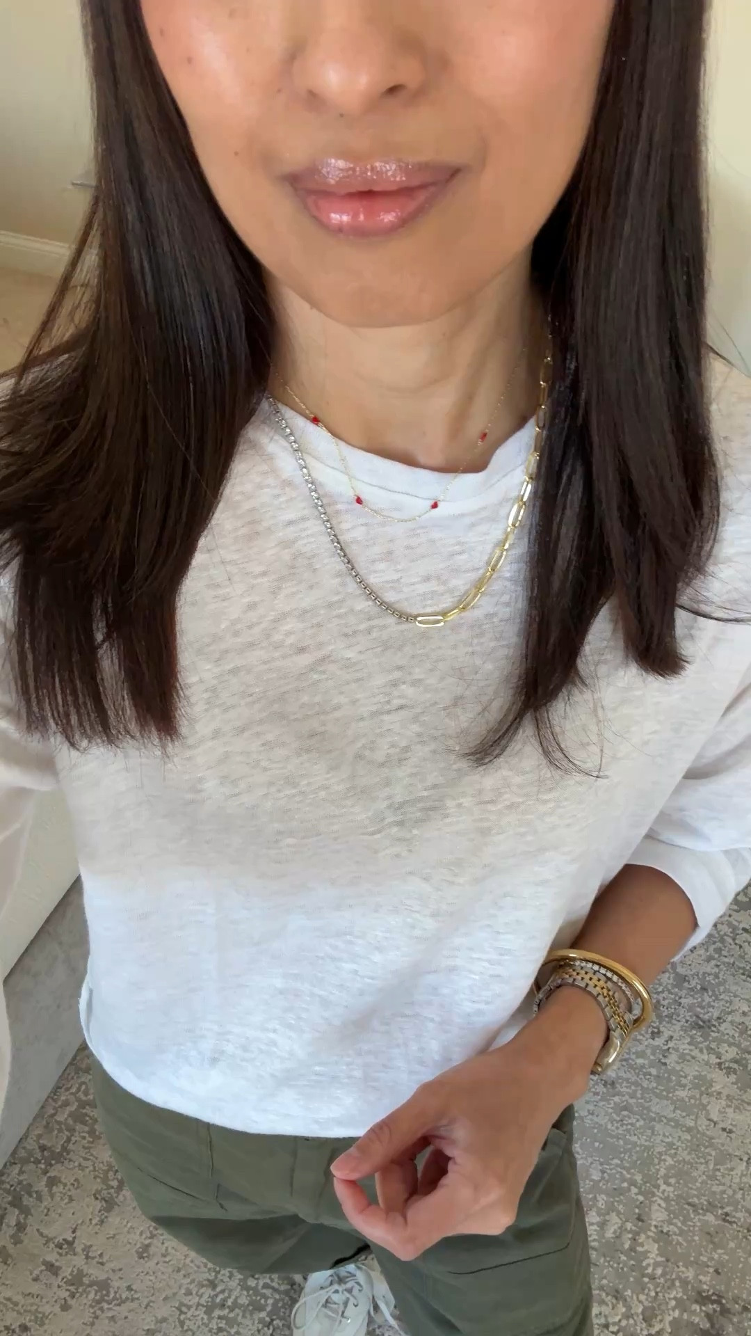 Everyday casual Spring outfit. 
Olive pants + linen long sleeve t-shirt + denim jacket. 
Ballet sneakers + delicate statement jewelry + convertible crossbody bag. 

Exact items:
-Olive pants @Pistola Denim are a good alternative to jeans. Slight barrel cut and adjustable waist. Size down. 
-Linen long sleeve tee @jcrew is a good everyday option if you like linen. Relaxed fit with a modern feel. True to size. 
-Denim jacket @levi is a good oversized option; true to size. Ideally I would like a shorter jacket with these pants; linking some I would consider if I was buying new. 
-Ballet sneakers true to size. 
-Delicate heart necklace is one of my favorite everyday purchases for Spring and Summer. Tennis necklace and tennis bracelet have an edgy feel with the combo chain link detail. 
-Mid-luxury bag @Strathberry can be carried with the crossbody or top handle straps. 




#LTKOver40 #LTKootd