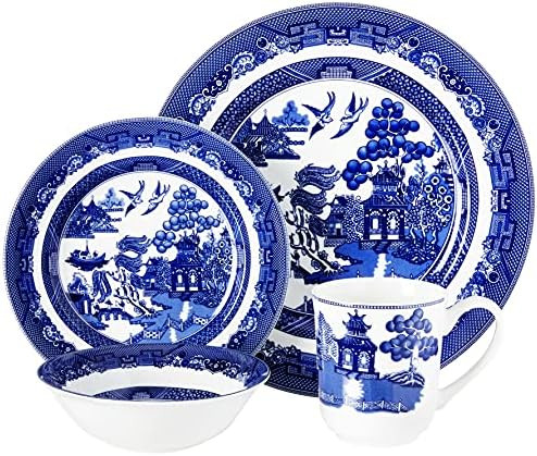 Johnson Brothers Willow 4 Piece Place Setting, blue and white | Amazon (US)