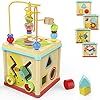 TOP BRIGHT Activity Cube Toys Baby Educational Wooden Bead Maze Shape Sorter for 1 Year Old Boy a... | Amazon (US)