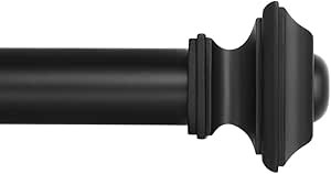 Ivilon Drapery Treatment Window Curtain Rod - Square Design 1 1/8 Rod. 48 to 86 Inch. Black | Amazon (US)