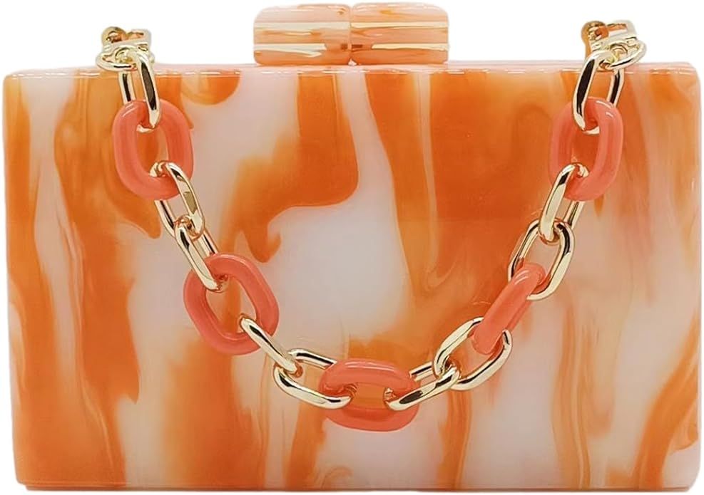 Anopo Acrylic Clutch Purse for Women Colorful Evening Handbag Geometric Marbling Box Bag with Det... | Amazon (US)