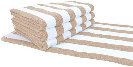 Arkwright Striped Beach Towels (30x60, 4 Pack) - 100% Cotton Perfect Pool Towels, Bath Towels (Be... | Amazon (US)