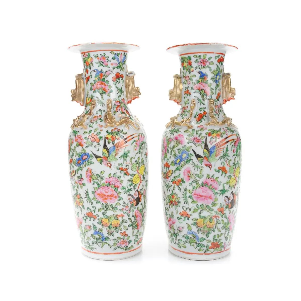 Antique Chinese 12" Porcelain Vases - A Pair | Chairish
