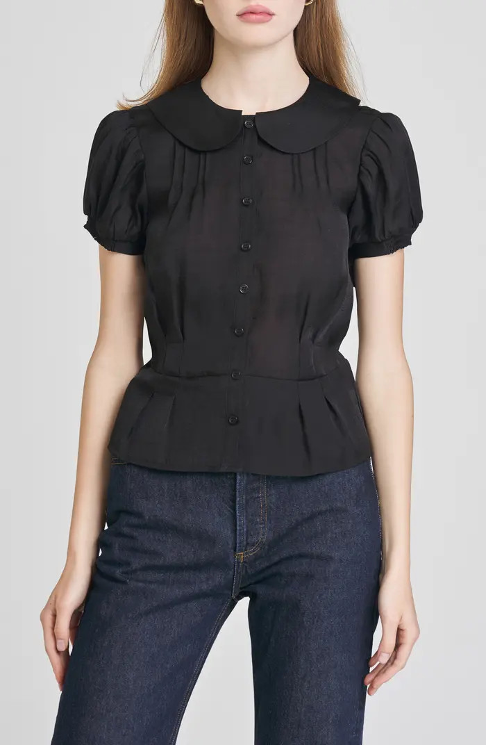 Kit Puff Sleeve Semisheer Peplum Top | Nordstrom