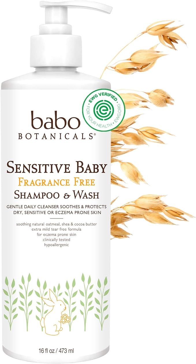 Babo Botanicals Sensitive Baby 2-in-1 Shampoo & Wash - with Organic Calendula, Oatmilk, Shea & Co... | Amazon (US)