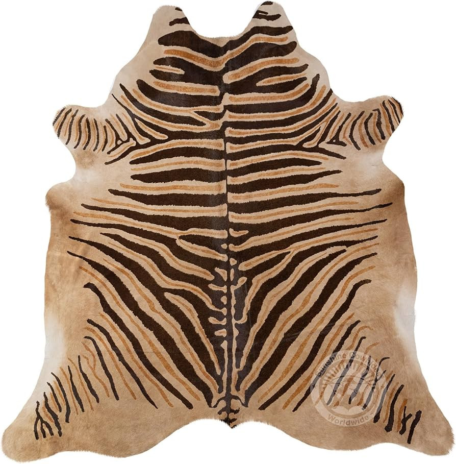 Sunshine Cowhides 100% Genuine Zebra Wild Print Black On Beige Cowhide Rug - Modern Style Animal ... | Amazon (US)