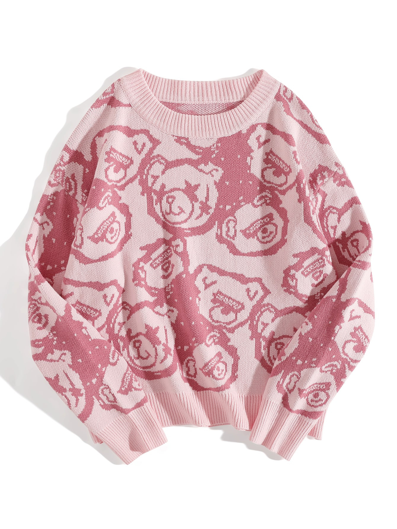 SHEIN EZwear Cartoon Pattern Drop Shoulder Sweater | SHEIN