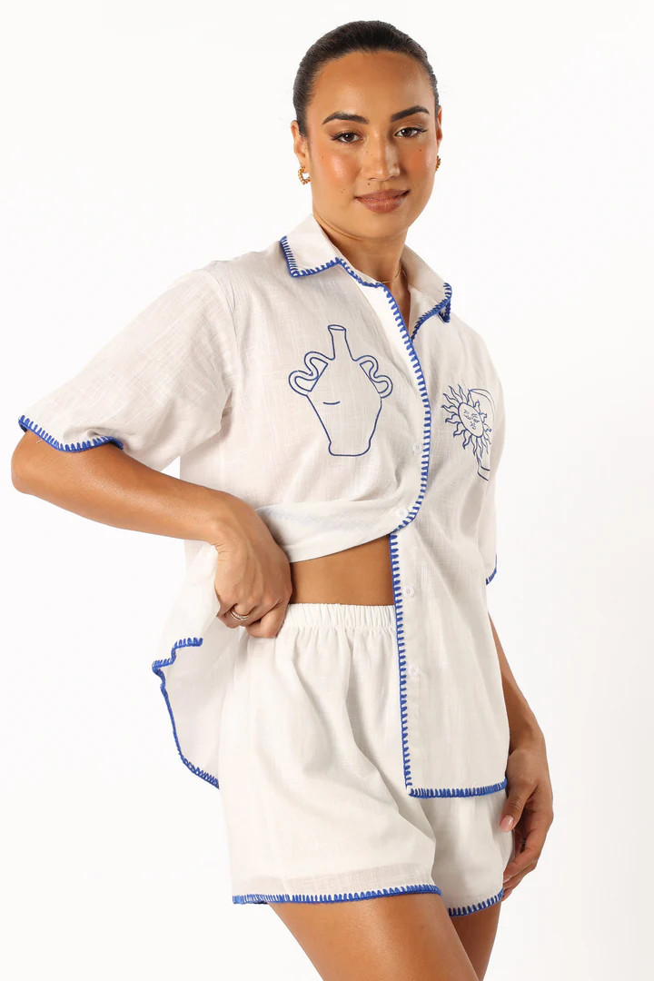 Tobi Short Set - White Blue | Petal & Pup (US)