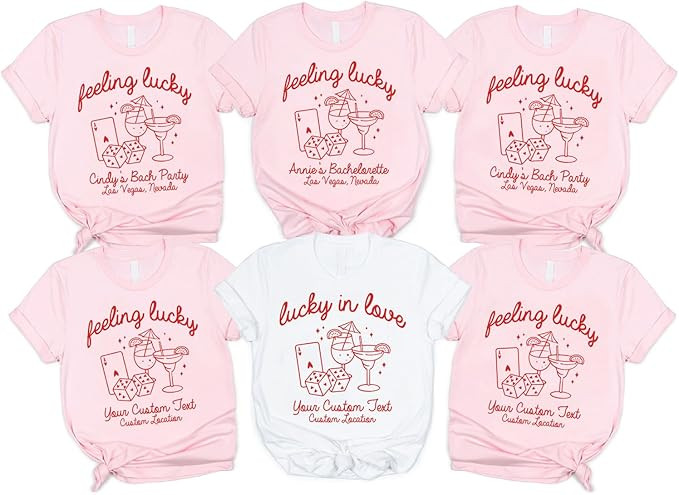 Lucky in Love, Feeling Lucky Bachelorette Party Matching T-Shirt Drinking Girls T-Shirts, Bride S... | Amazon (US)