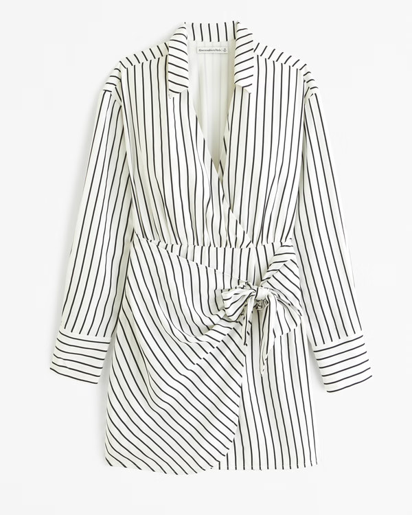 Long-Sleeve Drapey Shirt Dress | Abercrombie & Fitch (US)