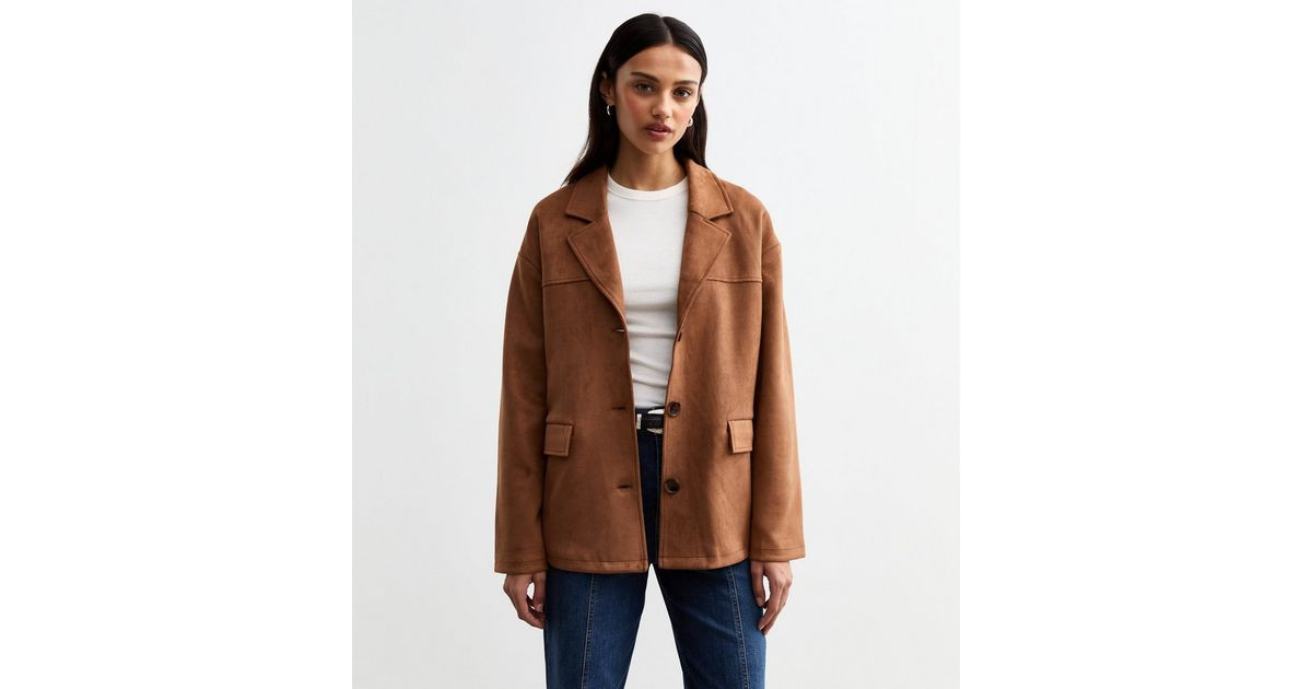 Tan Soft Faux Suede Lightweight Blazer | New Look | New Look (UK)