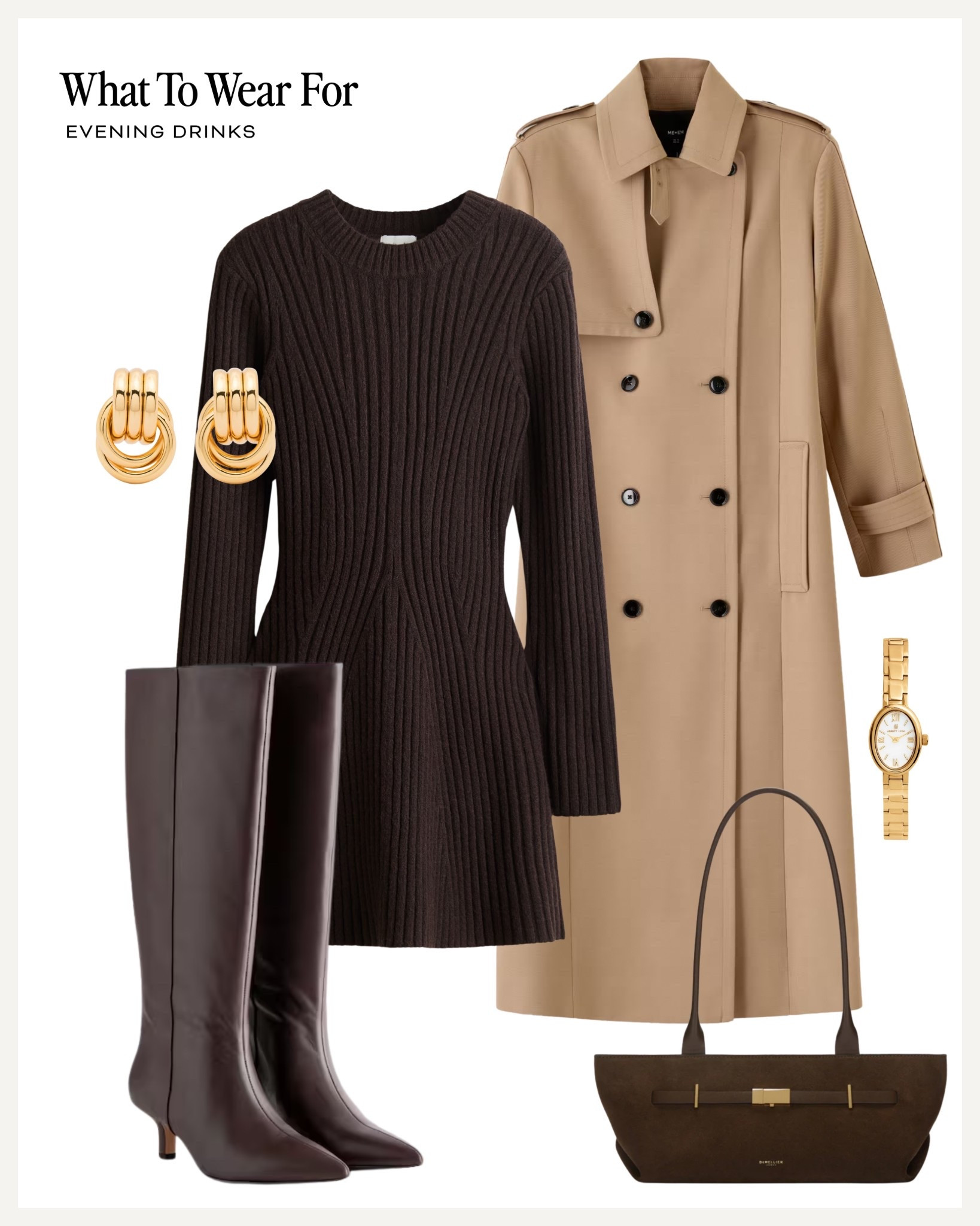Date night outfit 

Trench coat outfits / knit dress / knee high boots / evening style / autumn looks 

#LTKuk #LTKdatenight #LTKautumn