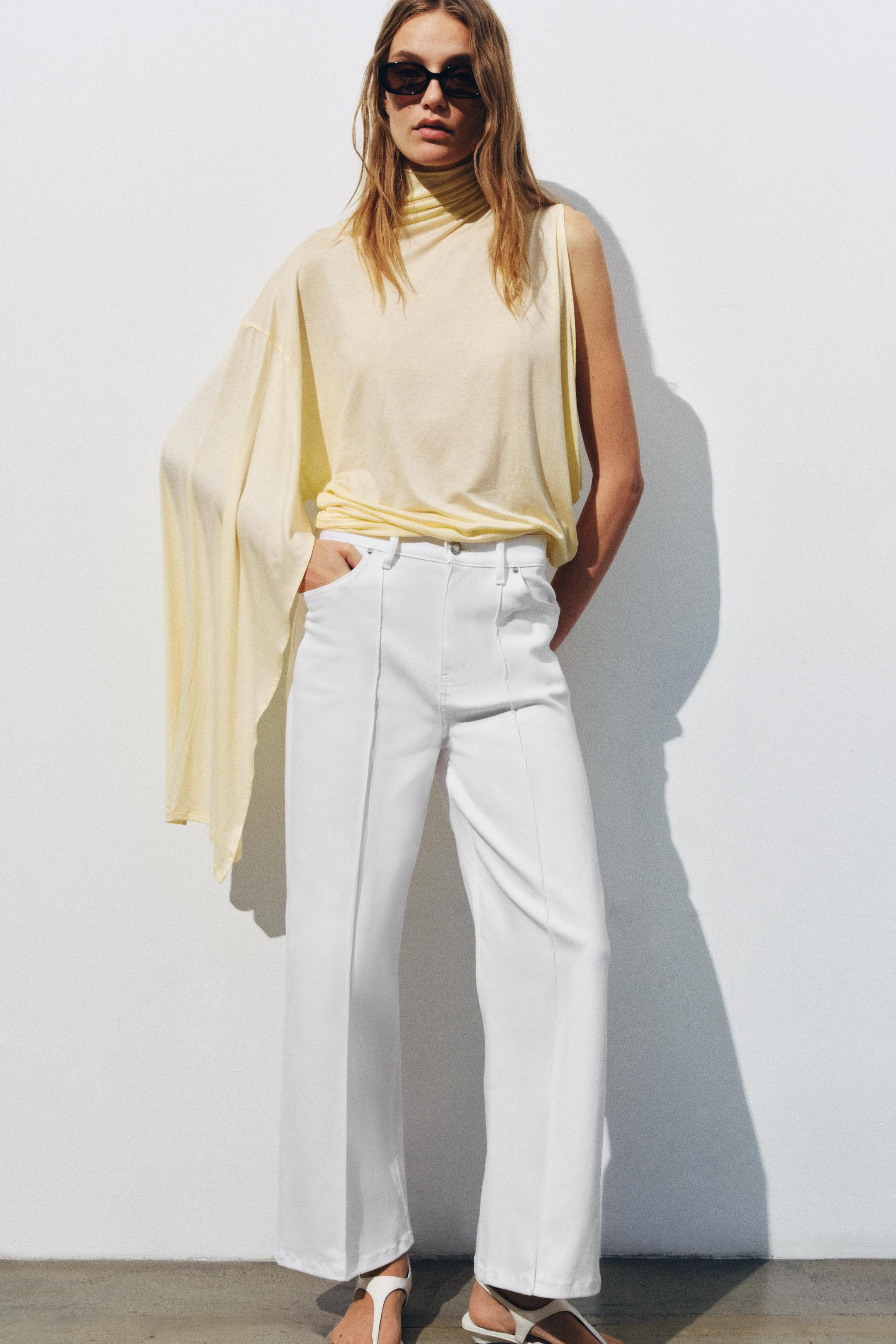 ZW COLLECTION WIDE LEG HIGH-RISE JEANS | Zara US