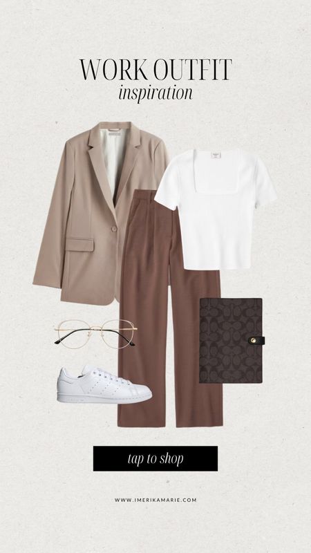 work outfit. work wear. work outfit inspiration. business casual. coach notebook cover. blue light glasses. abercrombie finds. h&m blazer. adidas stan smith

#LTKstyletip #LTKworkwear #LTKunder100