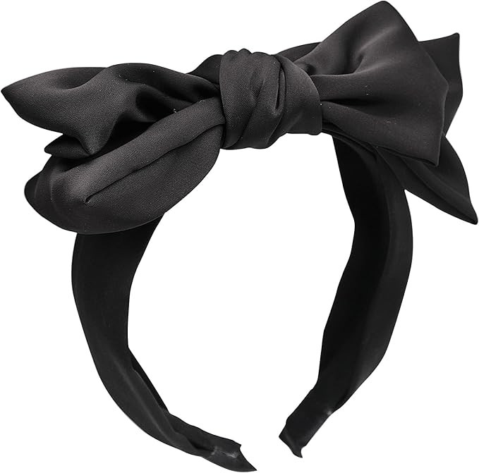 Large Bow Turban Double Layered Bow Satin Headband Headhoop Wide Knot Headbands Fashion Hairband ... | Amazon (UK)