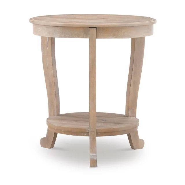 Powell Kendall Round Indoor Accent Side Table with Shelf, 24" Tall, Natural | Walmart (US)